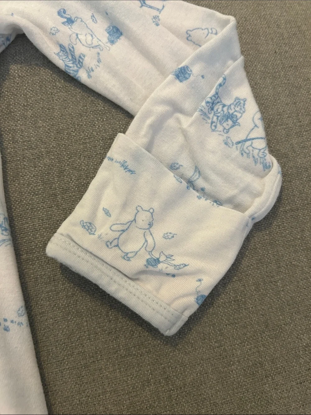 Disney Winnie the Pooh Baby Blue & White Footed One-Piece